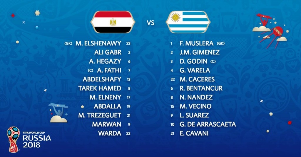 Egitto-Uruguay Formazioni