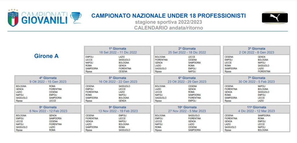 Under 18 A Calendario 1