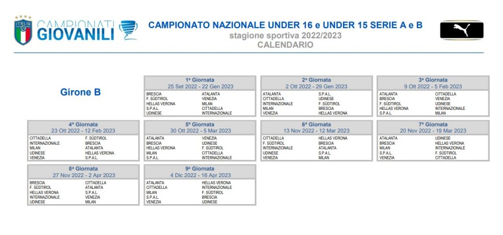 Under 16 15 B Calendario