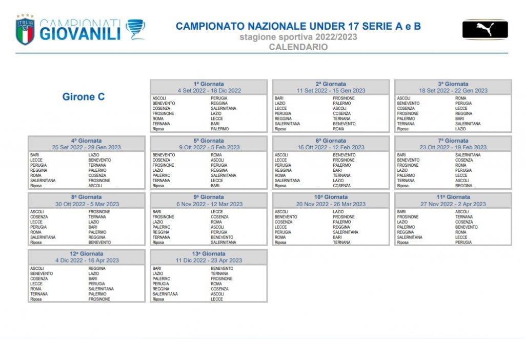 Under 17 C Calendario