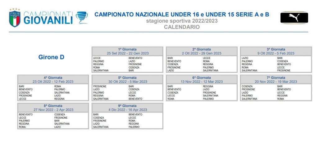 Under 16 15 D Calendario