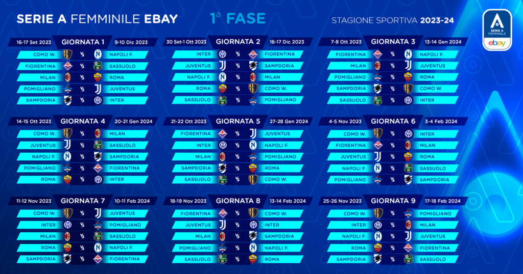 Serie A femminile 2023-24 calendario