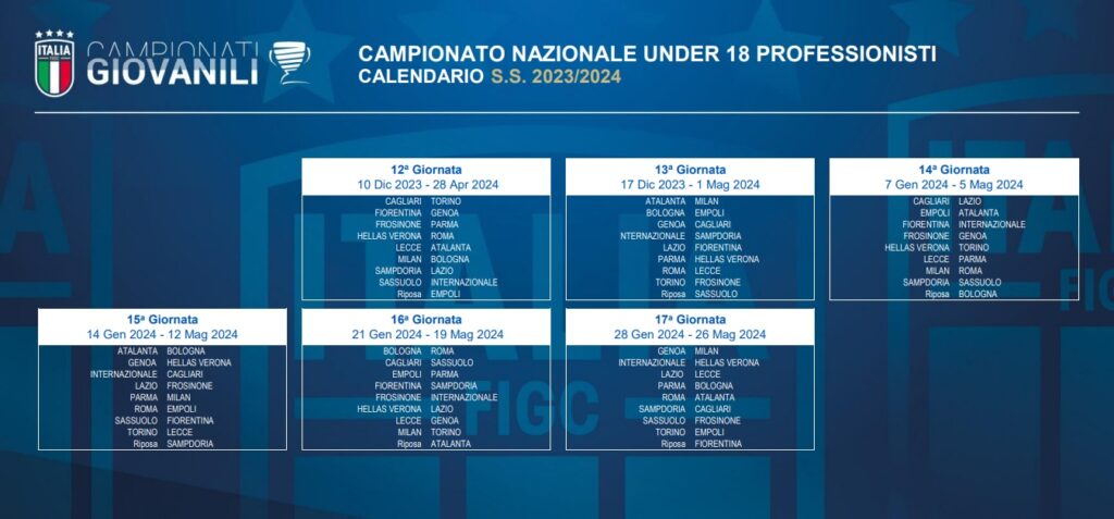 Under 18 Serie A-B Calendario 2023-24 2