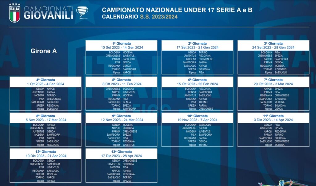 Under 17 Serie A-B Calendario 2023-24