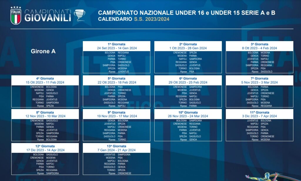 U16 e U15 calendari 2023-24 A