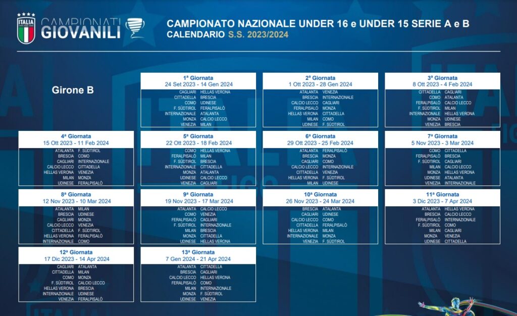 U16 e U15 calendari 2023-24 B