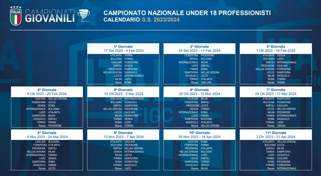 Under 18 Serie A-B Calendario 2023-24