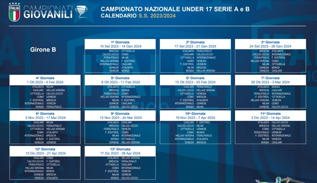 Under 17 Serie A-B Calendario 2023-24 2