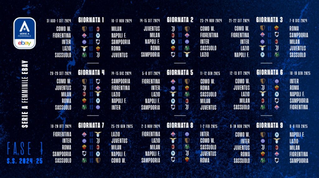 Serie A femminile 2024-25 calendario