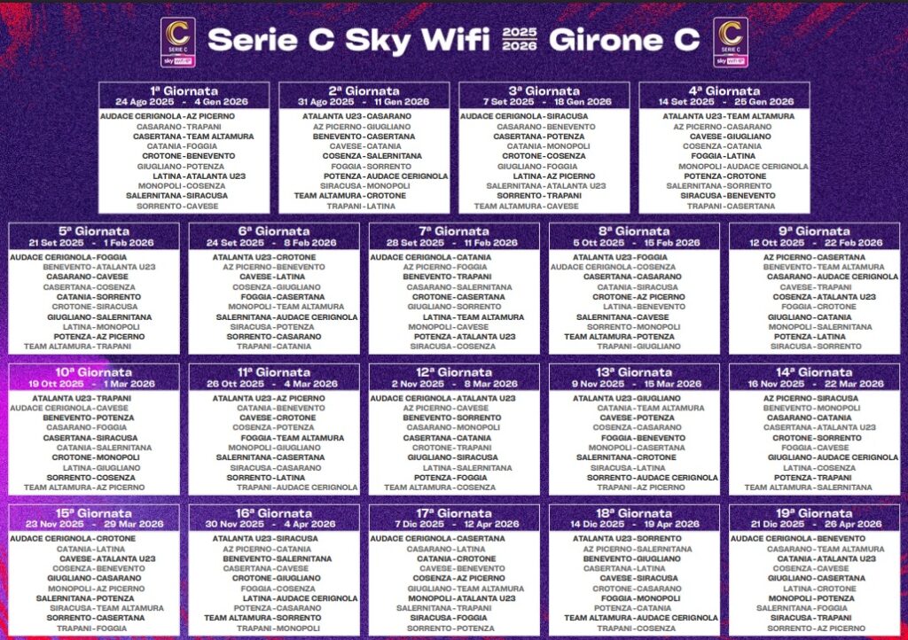 Serie C 2025-26 Girone C Calendario